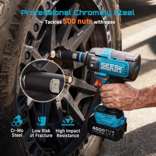 1/2" Drive Deep Impact Socket Set, SAE & Metric Sockets (5/16"-15/16" & 10-24mm), Professional CR-MO Steel, 6-Point for Impact Wrench, Automotive & Truck Repair Tool Kit - Thumbnail 2