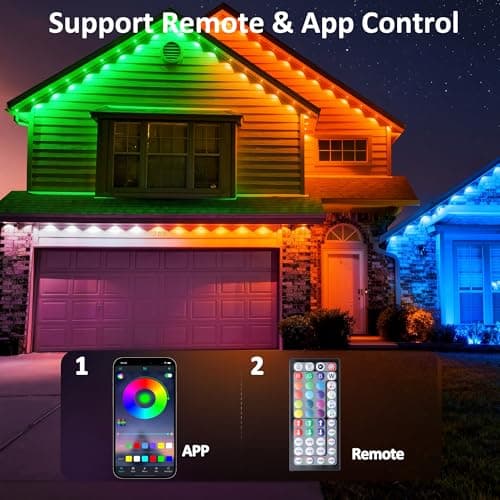 DIERLIGHT 98FT Permanent Outdoor String Lights, RGB Multicolor LED Eaves Lights with APP & Remote, IP67 Waterproof Indoor Outdoor Christmas Halloween Party Garden Decor - Thumbnail 6