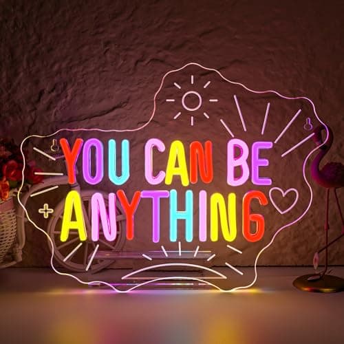 VVYXX You Can Be Anything Dimmable Neon LED Sign for Wall Decor Kids Wall Art Positive Just Read Book and Chill Classroom Decor USB Neon Light Bedroom Birthday Party Classroom Backdrop Aesthetic Decor