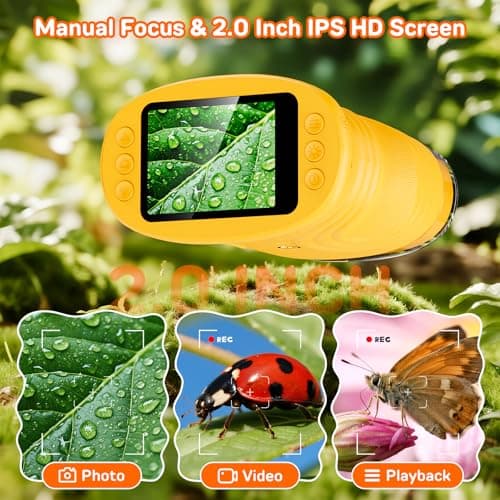 1000X Digital Handheld Microscope for Kids with 2.0" IPS Screen, Easter Gifts Portable STEM Science Lab Toy, Rechargeable Pocket Microscope Educational Gift for Boys & Girls Age 4-6 8-12, Orange - Thumbnail 3