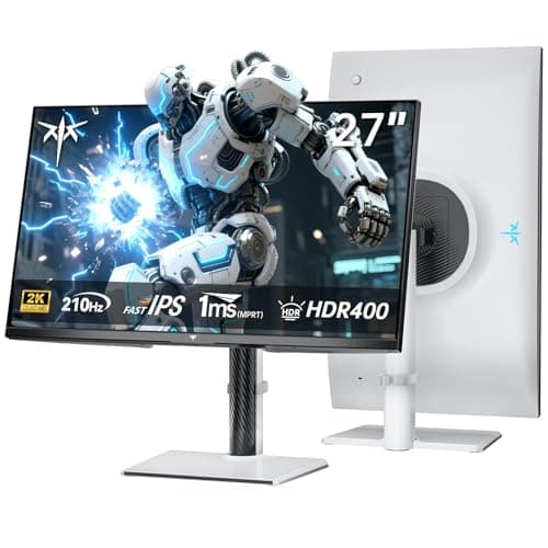 KTC 27 Inch 2K 200Hz Gaming Monitor, QHD 1440P White Monitor with Built-in Speakers, Up to 210Hz, Fast IPS, Adaptive Sync, HDR400, Height/Tilt/Swivel/Pivot Vertical Monitor, H27T6 - Image 1