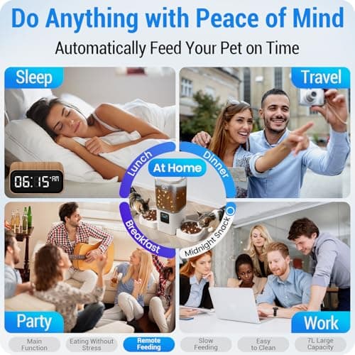 Frienhund 5G WiFi Automatic Cat Feeder 2 Cats: Dual Automatic Dog Feeder with APP Control, Cat Food Dispenser for Multiple Pets, Detachable for Easy Clean, 7L Large Food Storage -29 Cup (ACF190W-C) - Thumbnail 4