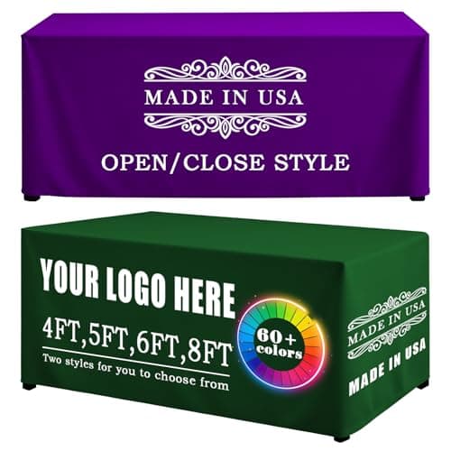 YOUYINYOU Shipping Next Day Custom Table Cloth with Logo Image Text 4/5/6/8/10FT for Business Tradeshow Events Company School Shop Other Important Events (156" L x 69" W) - Image 1