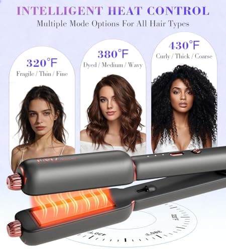 FMZ Flat Iron Hair Straightener Curler and Crimper, Professional 4 in 1 Hair Styling Irons for Straightening, Crimping, Curling, Dual Voltage, Auto Shut-Off, Small and Portable for Women Travel Home - Thumbnail 5