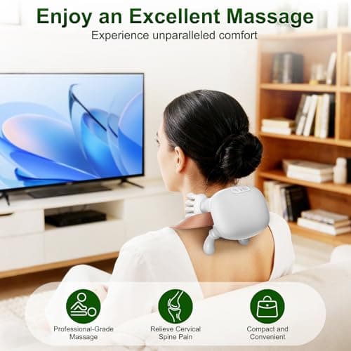 Neck Massager with Heat, 4D Kneading Shiatsu for Pain Relief (White) - Thumbnail 4