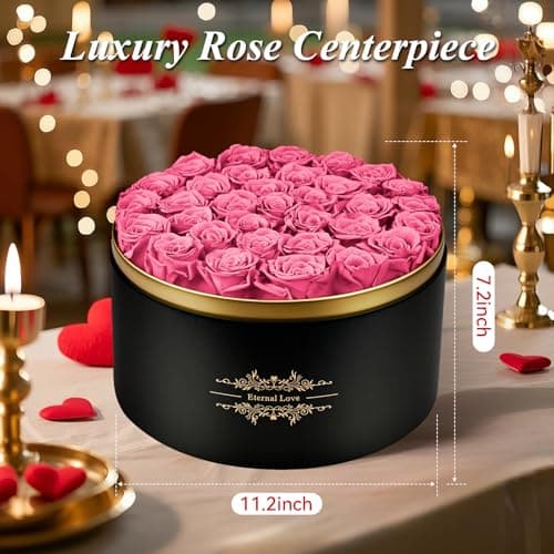 Jibeufi 33 Preserved Flowers Rose Forever Gifts for Her, Forever Roses in a Box for Women Delivery Prime Birthday Anniversary, for Women, Mom, Girl Friend (Pink) - Thumbnail 5