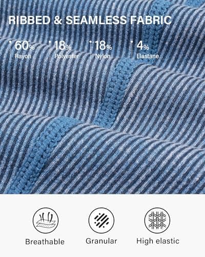 Stelle Workout Ribbed Seamless Leggings for Women High Waist Tummy Control Gym Leggings Athletic Yoga Pants(Pale Blue, L) - Thumbnail 4