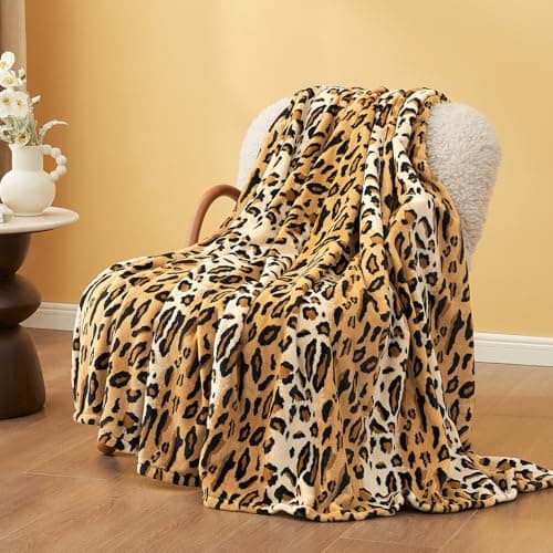 Cozy Bliss Leopard Print Fuzzy Blanket Throw for Bed & Couch - Thick Soft Warm Fleece Blankets for Room Decor, for Kids, Women Men Girls, Brown Cheetah 100"*120" - Image 1