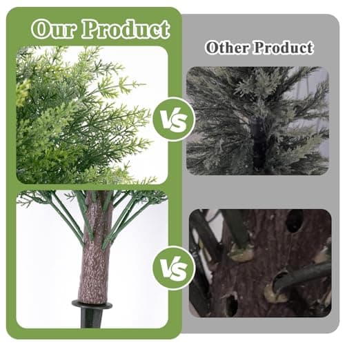 Topotdor 23.6" Cypress Topiary Trees Artificial Outdoor Faux Plants, 2 Pack Boxwood Ball Tree UV Resistant Fake Shrubs Bushes with Spike for Indoor Outside Front Porch Home Garden Decor - Thumbnail 5