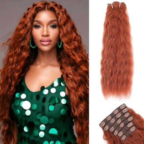 Clip in Hair Extensions Real Human Hair 120g 6pcs Deep Water Wave Curly Human Hair Extensions Double Weft Super Wave Clip ins for Women (350#, 20 Inch) - Image 1