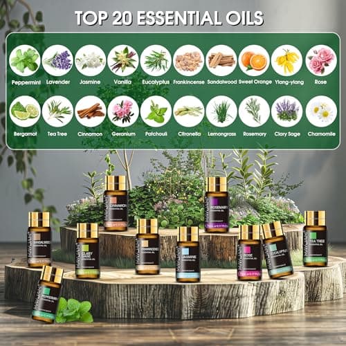 MAYJAM Tea Tree 20 Pcs Pure Essential Oil Gift Set, for Diffuser, Humidifiers, Skin Care, Massage, Fragrance Oil Scent for DIY Candle and Soap Making, Gift for Friend (5ML) - Thumbnail 2