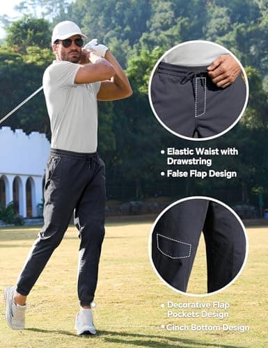 MOURCE Cotton Joggers for Men Slim Fit - Elastic Waist Drawstring Casual Pants for Men with 4 Pockets, Grey - Thumbnail 4