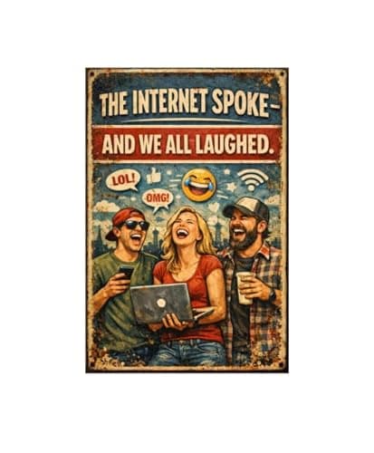The Internet Spoke And We All Laughed Metal Tin Sign Funny Emoji LOL OMG Social Media Humor 8x12 Inch Iron Art Plaque Vintage Wall Decor - Image 1