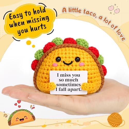 Mini Valentines Day Gifts for Him Her Couple Handmade Crochet Taco Miss You Gift for Boyfriend Girlfriend Romantic Birthday Anniversary & Long Distance Relationship Gift for Women Men Husband Wife - Thumbnail 3
