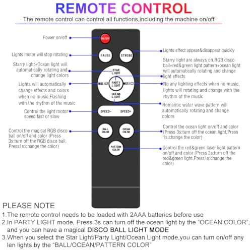 Disco Lights Disco Ball, Sound Activated Party Light with Roating Disco Ball,Star Projector,Ocean Light and Laser Lights for Party DJ KTV Club Wedding Festivals Stage Dancing Christmas - Thumbnail 5