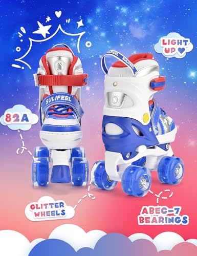 SULIFEEL Rainbow Unicorn 4 Size Adjustable Roller Skates for Girls Boys for Kids Ages 3-5 5-8 6-12 Children Skates Indoor Outdoor - Thumbnail 4