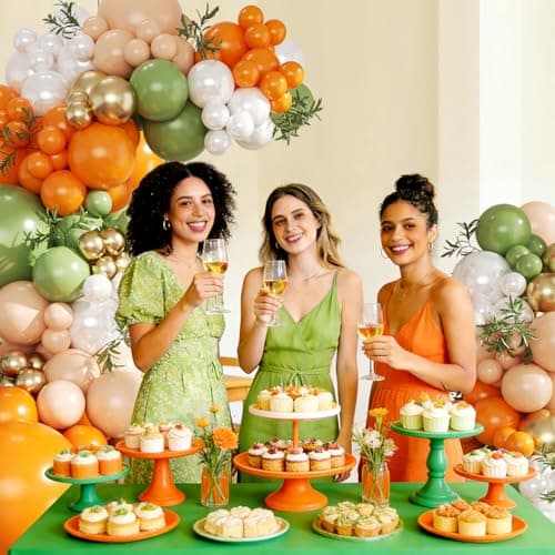Orange and Green Balloon Arch kit, 124Pcs Sage Green Orange Nude Gold Pearl White Balloons for Birthday Bridal Shower Wedding Gender Reveal Little Cutie Baby Shower Decorations - Thumbnail 5