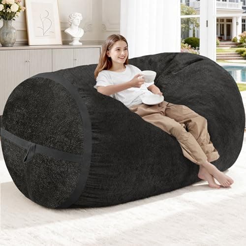 Homguava 5FT Bean Bag Chair Giant Bean Bag Chairs for Adults with Memory Foam Filled,Beanbag Chair with Soft Faux Fur Cover,Comfy Bean Bag Sofa Lounger for Living Room,Game Room,Bedroom - Image 1