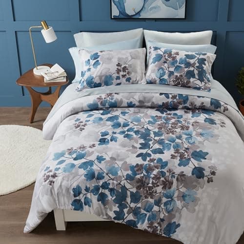 Regency Heights Full Comforter Set Blue Bed Set, 9 Pieces Cute Floral Bedding Set Ultra Soft Botanical Flowers Comforter, Sheets, Pillowcases & Shams - Thumbnail 6