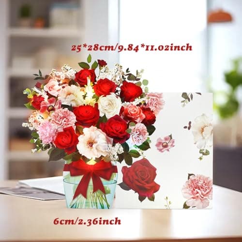 APOTODITO Rose Card with Music and Light, Valentines Card with Roses, Valentines Day Gifts Mothers Day Gifts for Women Mom Wife(Rose) - Thumbnail 3