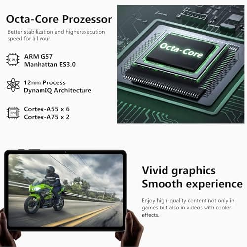 Android 16 Tablet, 10 Inch Tablet with Keyboard, Octa-Core, 24GB RAM 64GB ROM 2TB Expand, 2 in 1 Tablets with Gemini AI, 6000mAh, WiFi, Widevine L1, GMS, Tablets PC with Case, Mouse, Stylus (Black) - Thumbnail 5