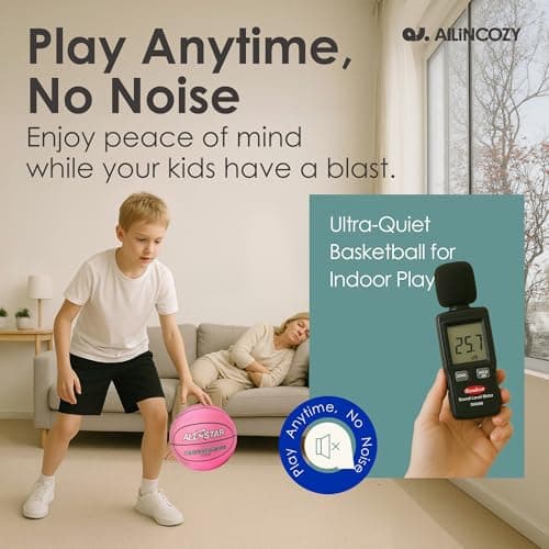 ALLINCOZY Covered Silent Basketball, Fabric Cover Soft Foam Airless Basketball, High Bounce, Noise-Free Training Ball, Gifts Packaging, Safe for Indoor Activities - Thumbnail 3