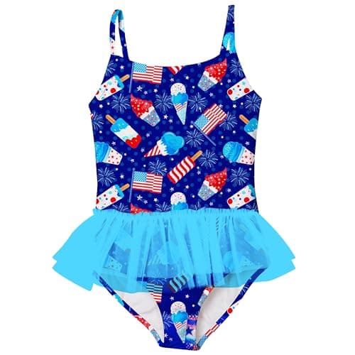 swimsobo Girls 4th of July 1 Piece Swimsuit Independence Day Bathing Suit Patriotic Swimwear Cute American Flag Beachwear Size 7 8 - Image 1