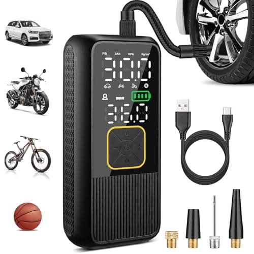 Pwperry Tire Inflator Portable Air Compressor, 4X Faster 150PSI Smart Air Pump for Car Tires with Digital Pressure Gauge, Portable Fast Tire Inflator for Car, Bike, Motorcycle, Balls - Image 1