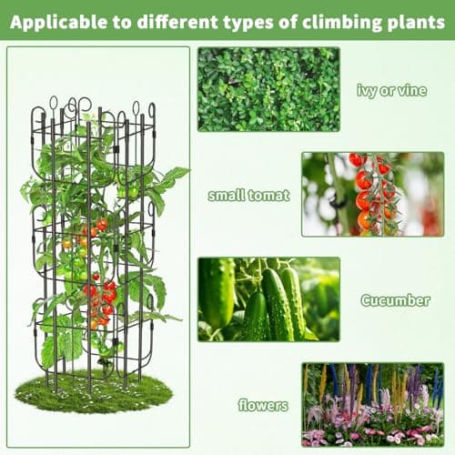 Blingluck Garden Trellis for Climbing Plants, Outdoor Rustproof Heavy Duty Plant Climber Support for Flowers, Vine, Cucumbers, Expandable Height & Width, No Dig Decorative Garden Fence Panels - Thumbnail 5