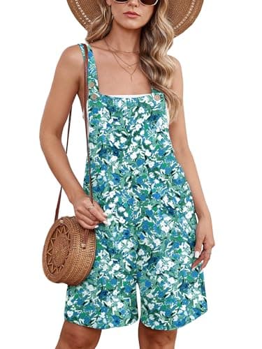 Moodclo Womens Romper Monet Garden 2X-Large Casual Loose Sleeveless 2025 Summer One Piece Outfit Short Jumpsuit Overall Outfits & Pockets - Image 1