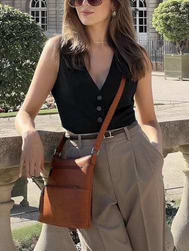 Kiss Sea Womens Crossbody Purse, Multi Pocket Casual Crossbody Bag with Tassel for Travel - Brown - Thumbnail 2