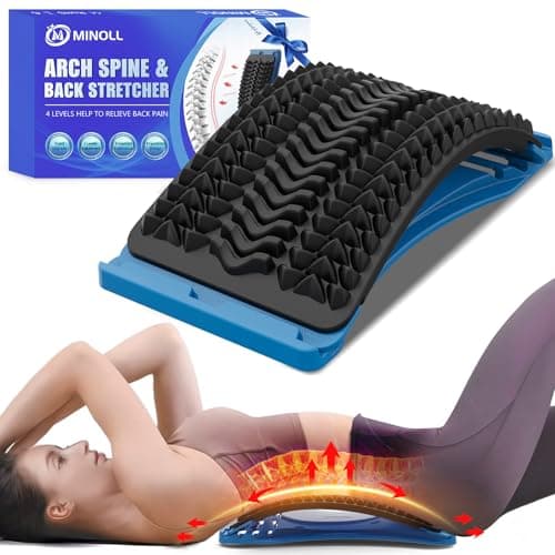 MINOLL Back Stretcher for Lower Back Pain Relief, Multiple Level Adjustable Arch Lumbar Back Cracker Board, Back Cracking Device, Back Massager for Scoliosis, Spine Decompression Support - Image 1