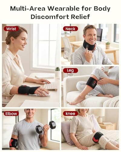 Voluart Carpal Tunnel Wrist Brace Heating Pad, Red Light Therapy for Hands 36 LED, Hand Massager with Heat, Cordless Heated Wrist Wrap 660-850nm, 3 Heat & Vibration Levels for Relief & Relax, Black - Thumbnail 2