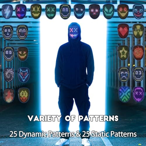 MOYACA Led Mask Light up Mask with Gesture Sensing, Cool Toys Glowing Masks Great Gifts for Halloween Christmas Birthday Costume Party - Thumbnail 2