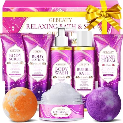 Spa Bath Sets for Women Gift,Stress Relief & Relaxing Body Wash Bath Set,Vanilla Home Spa Basket Gifts Set for Woman Mom Wife Her Sister,Unique Self Care Womens Gift ,Birthday Valentines Gifts Women - Image 1