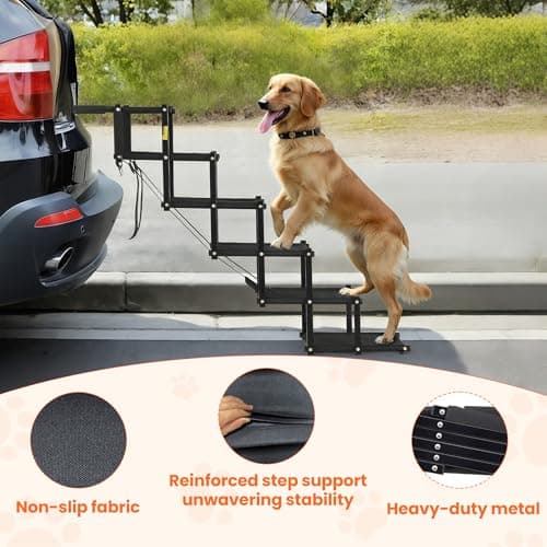 AeedWisp Dog Stairs for Large Dogs, Heavy Duty Foldable Dog Steps for Car Truck Non-Slip Surface Pet Stairs Ramp Supports up to 150 lbs, 6 Steps - Thumbnail 6