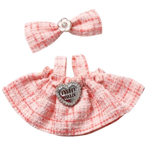 Clothes for Blind Box Dolls, Premium 2-Piece Dolls Accessories Set with Chic Bow Dress Outfit for 15-17cm Plush Blind Box Toy (Pink Set) - Thumbnail 6