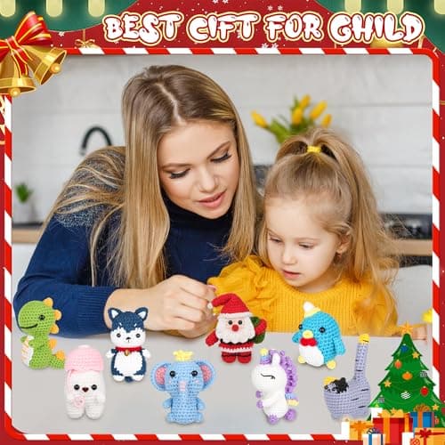 8Pcs Crochet Kit for Beginners, 2026 Great Christmas Gift for Crochet Lovers, DIY Craft for Adults and Kids, Crocheting Animal Kits with Step by Step Videos, Yarn, Crochet Hook, Birthday Holiday Gift - Thumbnail 5