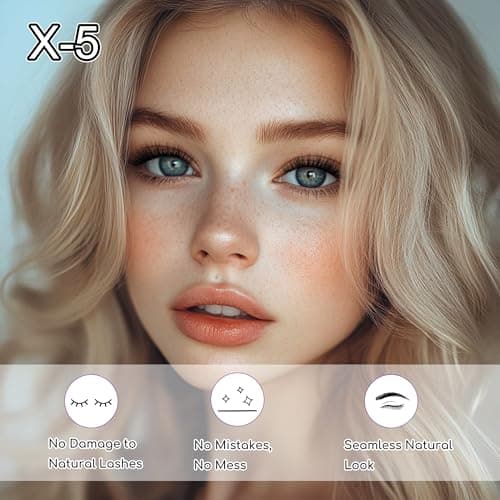 JoMay Self Adhesive Flat Lashes Clusters, Press On No Glue Needed Natural Look, Pre-Glued Eyelash Cluster Extensions, Stick On Lashes Easy Eyelashes For Beginners DIY 56PCS - D Curl Ultra Soft X5 - Thumbnail 4