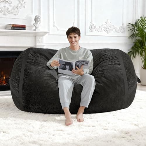 Homguava 5FT Bean Bag Chair Giant Bean Bag Chairs for Adults with Memory Foam Filled,Beanbag Chair with Soft Faux Fur Cover,Comfy Bean Bag Sofa Lounger for Living Room,Game Room,Bedroom - Thumbnail 3