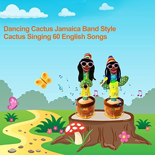 MIAODAM Dancing Cactus, Talking Plush Toy with Funny Style 270 Degree Rotation for for Baby Boys and Girls, Singing Baby Toy Repeats What You Say Colorful Glowing Singing Cactus Toy - Thumbnail 3