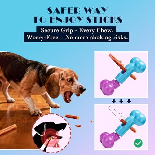 Apasiri Bully Stick Holder for Aggressive Chewers - Tough Dog Toy Prevent Choking and Free Up Your Hands, Bacon Flavored Nylon Chew Toy for Medium & Large Dogs to Keep Them Busy, Gift for Dogs, Pink - Thumbnail 3