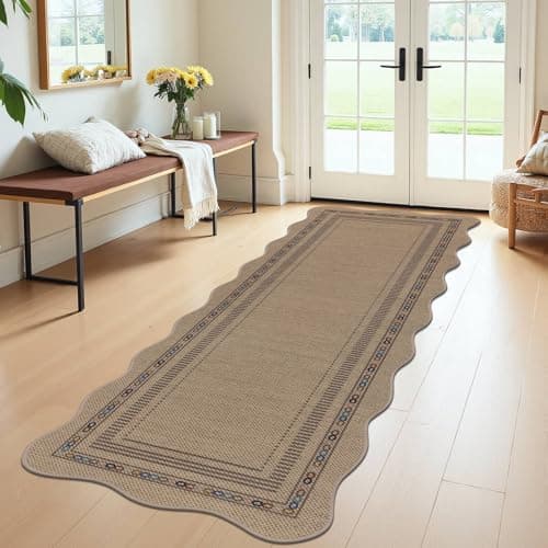 U'Artlines Hallway Runner Rug, 2'x6' Non Slip Washable Jute Kitchen Rug, Farmhouse Floor Carpet Runners for Kitchen, Entryway, Bathroom, Laundry Room, Indoor Home Decor (Colorful) - Image 1