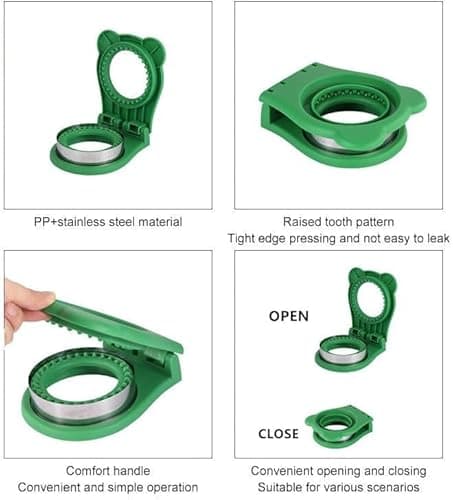 XBllcyiv Uncrustable Sandwich Maker, Circle Shape 3.7 Inch Sandwich Cutter and Sealer for Kids Breakfast and Lunchboxes, Green - Thumbnail 3