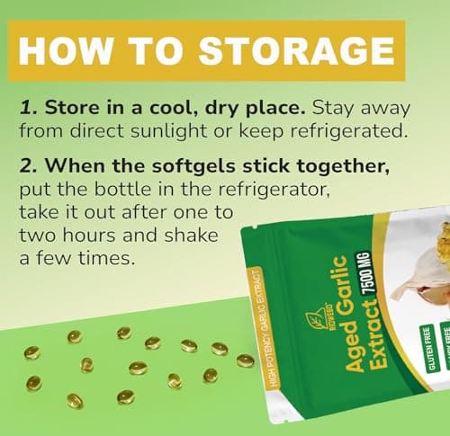 RIOWEGO Aged Garlic Extract Softgels,Odorless Allium Sativum 7500mg Antioxidant Supplement for Heart & Immune Support, Vegetarian, Non-GMO,2 Year Matured for Antioxidant Wellness-300 Count - Thumbnail 6