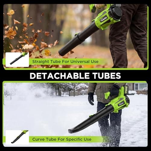 Leaf Blower Cordless, 580CFM Lightweight & Powerful Electric Handheld with 5+1 Speed Modes, Includes 2 Batteries & Fast Charger Kit for Lawn, Patio, Dust, Leaves, Car Drying and Light Snow - Thumbnail 3