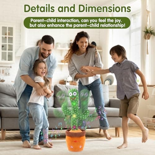 MIAODAM Dancing Talking Cactus Toy for Baby Toddler, Colorful Glowing Repeating What You Say, Singing Talking Mimicking Toy for Baby Dancing Cactus,Toys Gift for Kids Baby 1 Year Old - Thumbnail 4