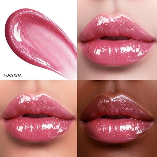 HECI BEAUTY Glitter Lip Gloss, Hydrating High Shine Lipgloss for Women, Non-Sticky Plumping Lip Oil with Vitamin E, Long Lasting Shimmer Finish for Daily Makeup, Fuchsia, 0.21 fl oz - Thumbnail 5