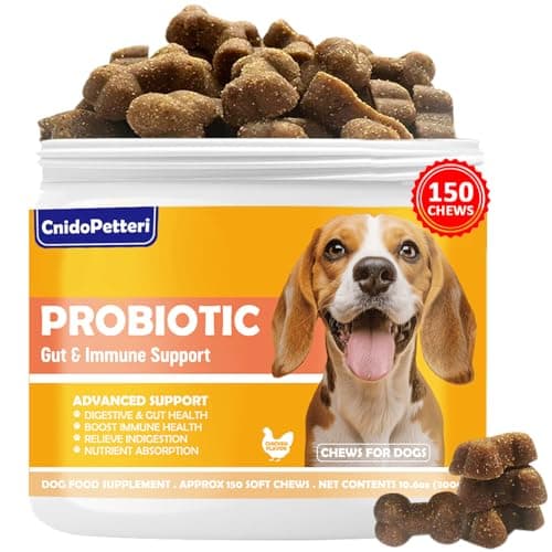 Probiotics for Dogs - 6 Digestive Probiotics & 6 Enzymes for Itchy Skin,Digestion & Gut Support,Helps Diarrhea, Yeast Infection, Upset Stomach,Allergies & Immune System Support-150 Chews - Image 1