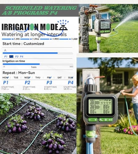 ThermoHalo Smart Sprinkler Timer, 4-Zone Programmable Outlet Watering timers, IP65 Waterproof Automatic/Manual Hose Timer with Child Lock for Lawn, Yard, Garden, and Pool (one) - Thumbnail 4